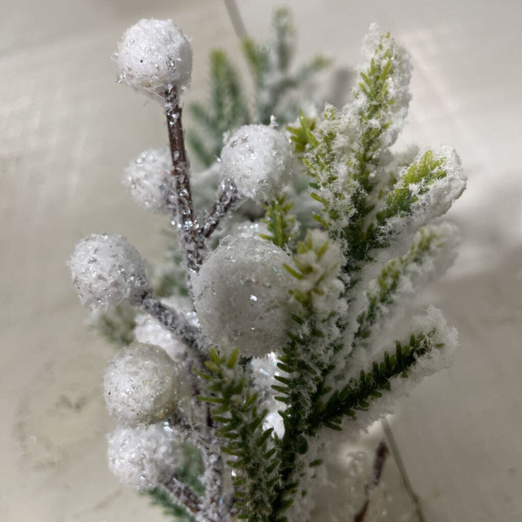 FXD26326B Flocked Berry Pine Pick