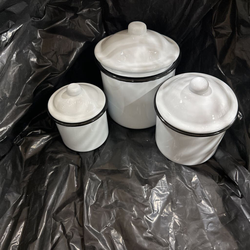 2017BK BLACK RIM ENAMELWARE CANISTER