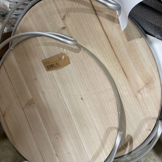 WXF26824 Set/2 Silver Rd Wood Trays