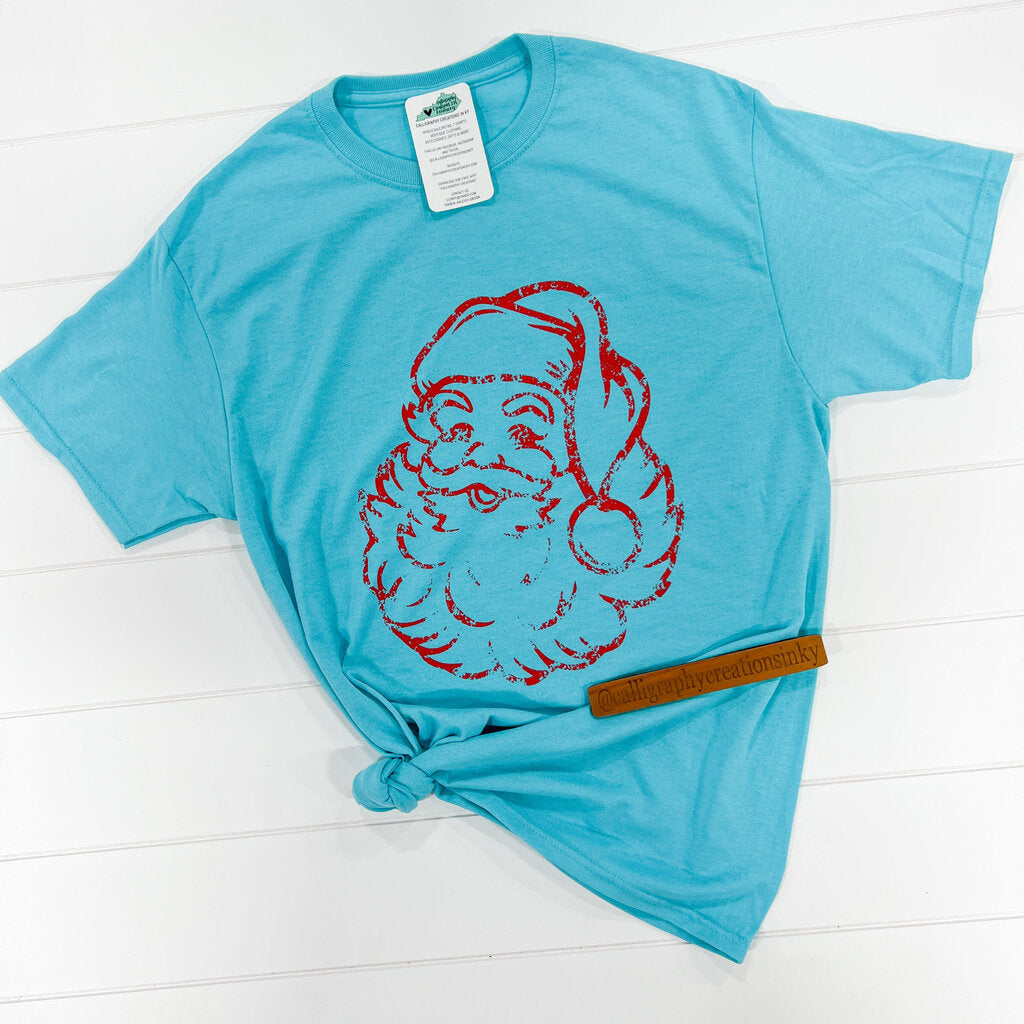 Teal/Red Distressed Santa (S-2XL)