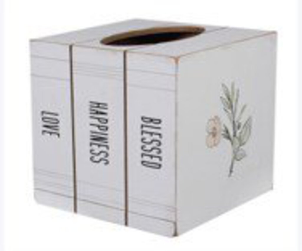 11039 Wood Cottage Core Faux Book Tissue Box Holder