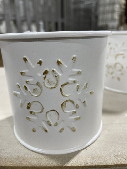 MXF26107 White & Gold Metal Snowflake Cup