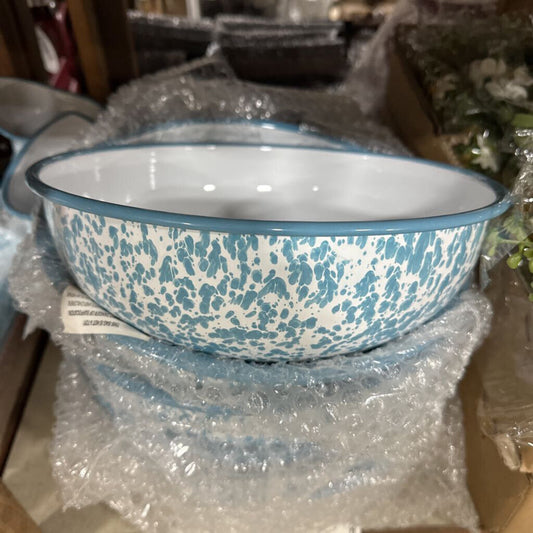 18BE068A TEAL SPLATTER ENAMELWARE BOWL