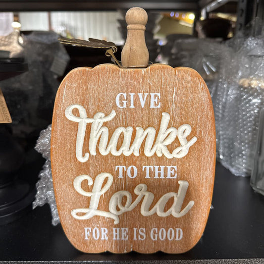 WFF25016 Give Thanks to the Lord Pumpkin Block