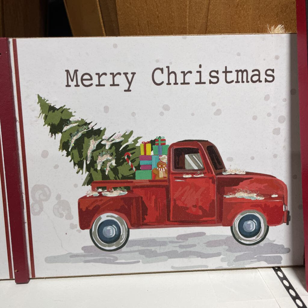 CMS003 MERRY CHRISTMAS RED TRUCK BEAD ORNAMENT