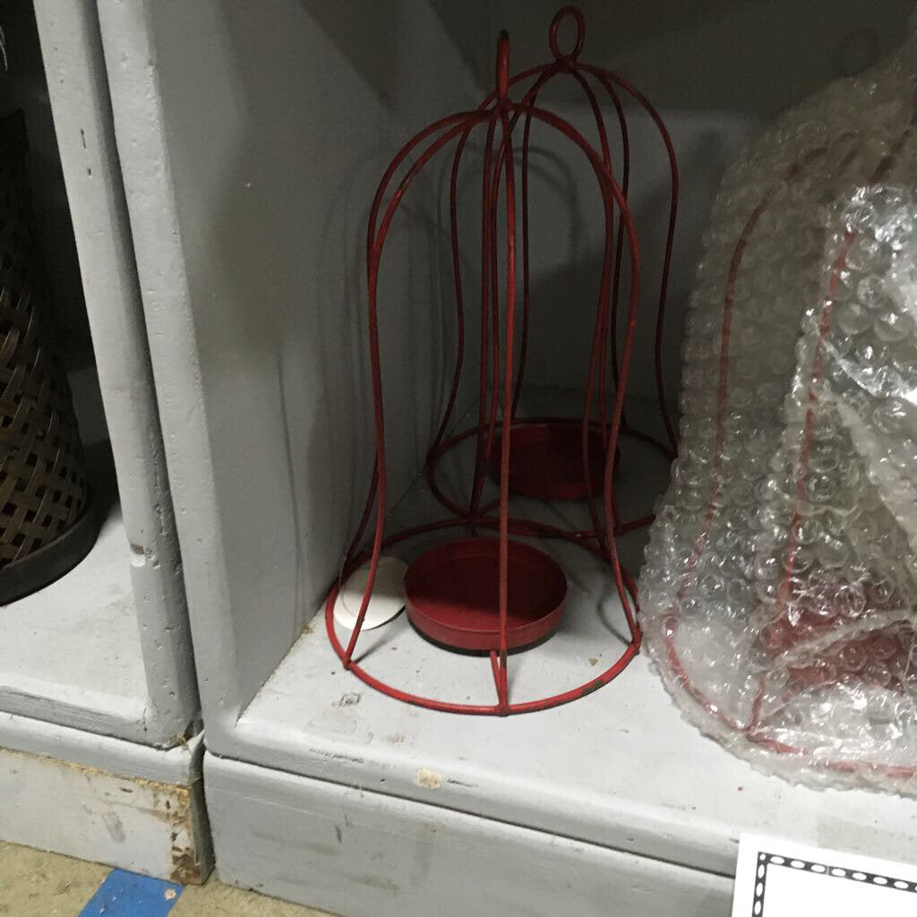21DN043 Red Wire Bell Candle Holder