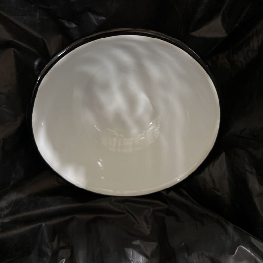 9059BK White 6" Cereal Bowl w/Black Trim