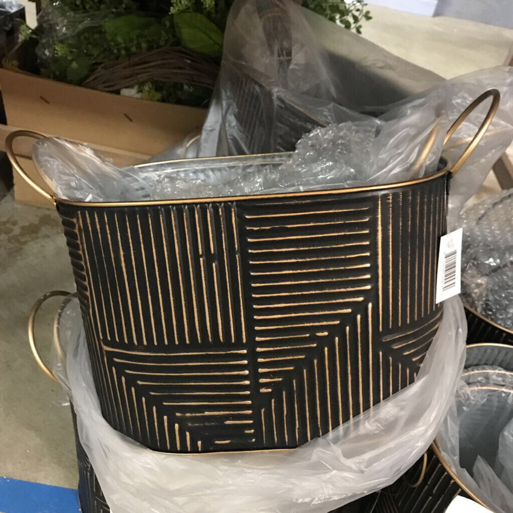 H21S5360 Black/Gold Accent Oval Buckets (Set of 2)