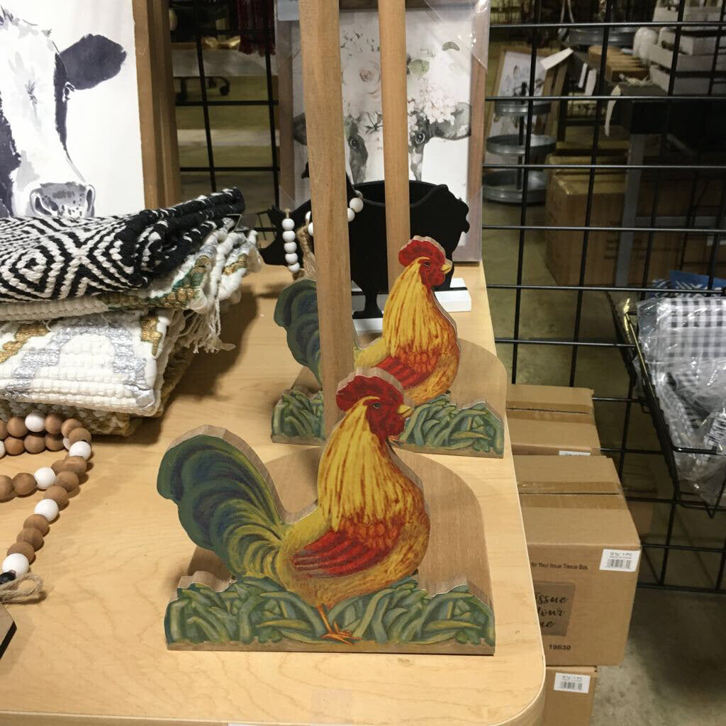 11025 WOOD COUNTRY ROOSTER PAPER TOWEL HOLDER