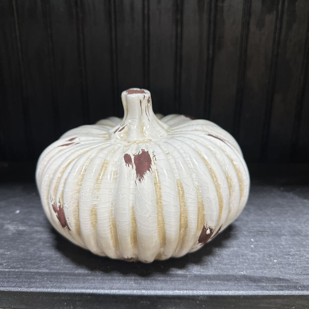 PFF38003 Distressed Cream Porcelain Pumpkin - 6.75