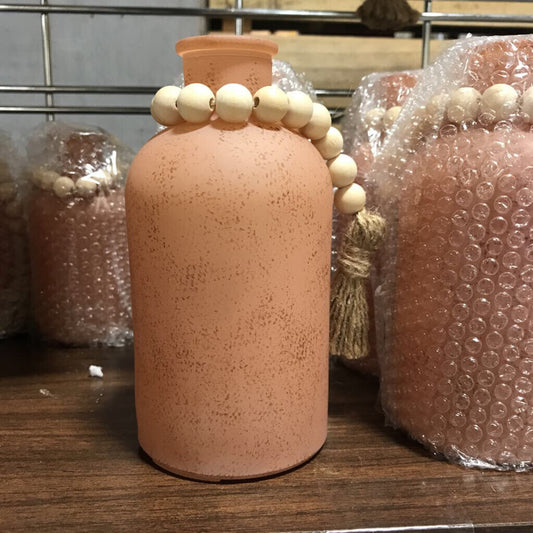 GAS41291 6.5" Apricot Glass Jar with Beads