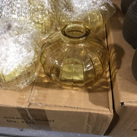 GAS41007 Yellow Round Glass Vase